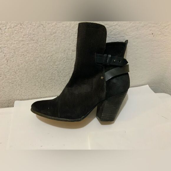 Rag & Bone • Kinsey suede ankle boot heeled bootie moto celeb 39B dark brown - Picture 2 of 12